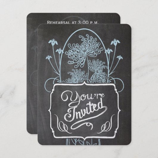 リハーサルディナーブルーメイソンジャールシャルボ結婚ード 招待状 (正面/裏面)