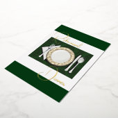 リハーサルディナープレイスセッティングフォイルエメラルドグリーン 箔招待状 (回転した状態)