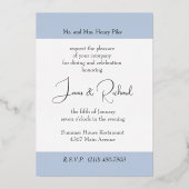 リハーサルディナープレイスフォイルダスティブルー設定 箔招待状 (裏面)