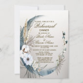 リハーサルディナーボーホホワイトフラワーブルームーンパーティー 招待状 (正面)