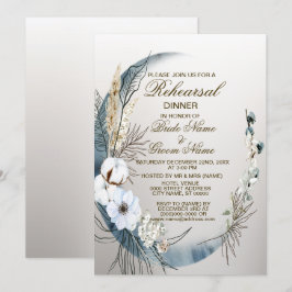 リハーサルディナーボーホホワイトフラワーブルームーンパーティー 招待状