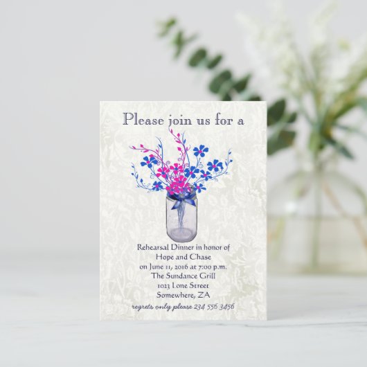 リハーサルディナーマスタードハートリーフツリー インビテーションポストカード (スタンド正面)