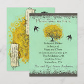 リハーサルディナーマスタードハートリーフツリー インビテーションポストカード (正面/裏面)