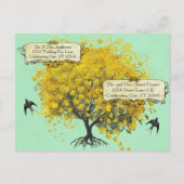 リハーサルディナーマスタードハートリーフツリー インビテーションポストカード (裏面)