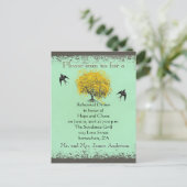 リハーサルディナーマスタードハートリーフツリー インビテーションポストカード (スタンド正面)