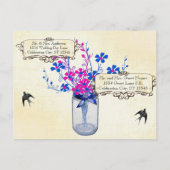 リハーサルディナーメイソンジャラピスブルーとホットピンク インビテーションポストカード (裏面)