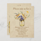 リハーサルディナーメイソンジャールワイルドフラワーラブバード インビテーションポストカード (正面/裏面)