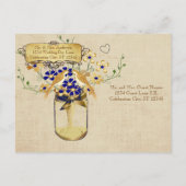 リハーサルディナーメイソンジャールワイルドフラワーラブバード インビテーションポストカード (裏面)