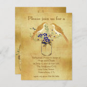リハーサルディナーメイソンジャールワイルドフラワーラブバード インビテーションポストカード (正面/裏面)