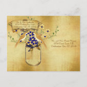 リハーサルディナーメイソンジャールワイルドフラワーラブバード インビテーションポストカード (裏面)