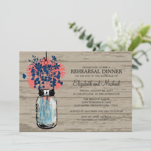 リハーサルディナーメイソンjarワイルドフラワー 招待状 (スタンド正面)