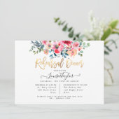 リハーサルディナーレッドオンブルウォーターカラーローズ 招待状 (スタンド正面)