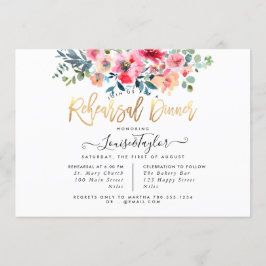 リハーサルディナーレッドオンブルウォーターカラーローズ 招待状