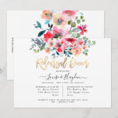 リハーサルディナーレッドオンブルウォーターカラーローズ 案内状 (正面/裏面)