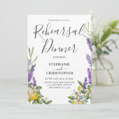 リハーサルディナーレモン&ラベンダー結婚の葉 招待状 (スタンド正面)