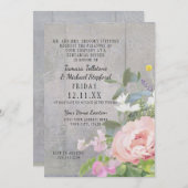 リハーサルディナーワイルドフラワーピ素朴ーノンウッドアート 招待状 (正面/裏面)