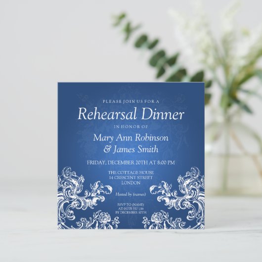 リハーサルディナーヴィンテージスワール2サファイアブルー 招待状 (スタンド正面)