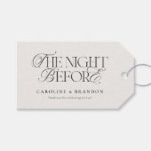 リハーサルディナー前夜のエレガントなスクリプト ギフトタグ (正面(横))