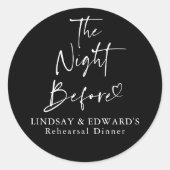 リハーサルディナー前 ブラック モダン ラウンドシール (正面)