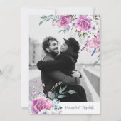 リハーサルディナー招待状とピンクパープルバラ 招待状 (裏面)