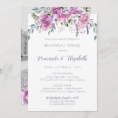 リハーサルディナー招待状とピンクパープルバラ 招待状 (正面/裏面)