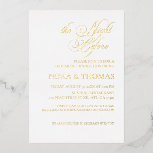 リハーサルディナー招待状の前夜の箔 箔招待状 (正面)