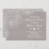 リハーサルディナー招待状グレーバーラップ&レース 招待状 (正面/裏面)