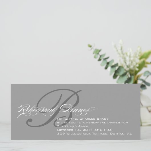 リハーサルディナー招待状グレーモノグラムB 招待状 (スタンド正面)