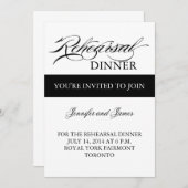 リハーサルディナー招待状ブラックアンドホワイトシンプル 招待状 (正面/裏面)