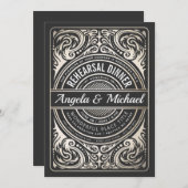 リハーサルディナー招待状ブラック&ゴールドフォイル 招待状 (正面/裏面)