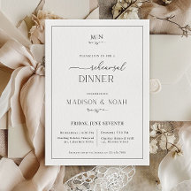 リハーサルディナー招待状モノグラムクラシックウェッド