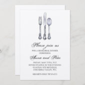 リハーサルディナー招待状-エレガント銀器 招待状 (正面/裏面)