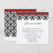 リハーサルディナー招待状 - ヴィンテージ ブラック ダマスク 招待状 (正面/裏面)