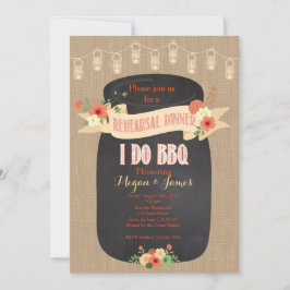 リハーサルディナー招待状。僕はバーベキューをする、メイスン・ジャー 招待状