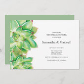 リハーサルディナー招待状、水色多肉質 招待状 (正面/裏面)