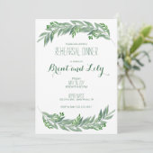リハーサルディナー招待状 – 緑の葉 招待状 (スタンド正面)
