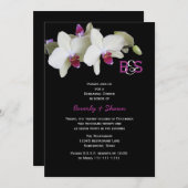 リハーサルディナー招待状，蘭とモノグラム 招待状 (正面/裏面)