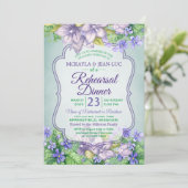 リハーサルディナー春の結婚式水彩バイオレット 招待状 (スタンド正面)