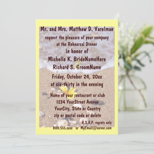 リハーサルディナー海シーシェル黄色 招待状 (スタンド正面)