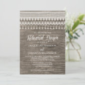 リハーサルディナー素朴ウッドフェンスレースタイポグラフィ 招待状 (スタンド正面)