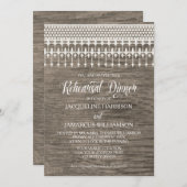リハーサルディナー素朴ウッドフェンスレースタイポグラフィ 招待状 (正面/裏面)