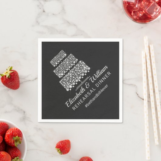 リハーサルディナー結婚ハッシュタグのケーキ紙 スタンダードカクテルナプキン (インサイチュ)