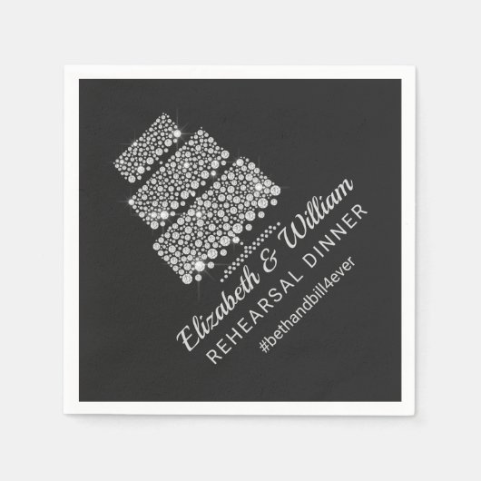 リハーサルディナー結婚ハッシュタグのケーキ紙 スタンダードカクテルナプキン (正面)