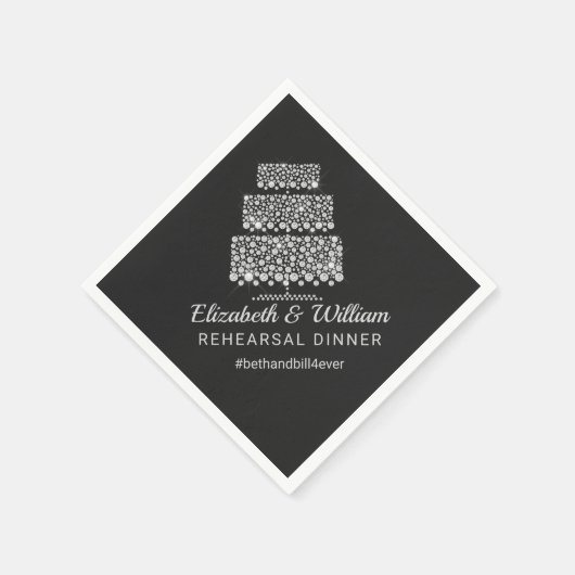 リハーサルディナー結婚ハッシュタグのケーキ紙 スタンダードカクテルナプキン (角)