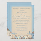 リハーサルディナー美しい熱帯ビーチ殻 招待状 (正面/裏面)