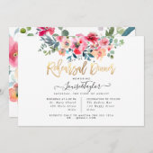 リハーサルディナー赤グラデーション水カラーバラ 招待状 (正面/裏面)