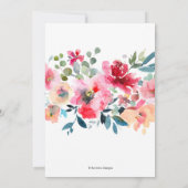 リハーサルディナー赤グラデーション水カラーバラ 案内状 (裏面)