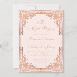リハーサルディナー赤面ピンクローズ金ゴールドナイト前 招待状