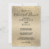 リハーサルディナー金ゴールドと金ゴールドグリッター 招待状 (正面)