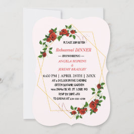 リハーサルディナー金ゴールドグリッターレッドフローラ 招待状